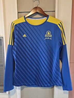 Adidas Boston Marathon Official 2016 Running Long Sleeve Shirt Large Blue Womens